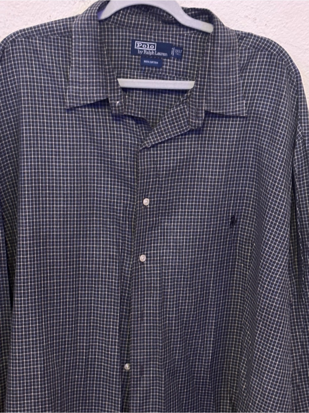 Ralph Lauren Navy and White Checked Button-Down Shirt